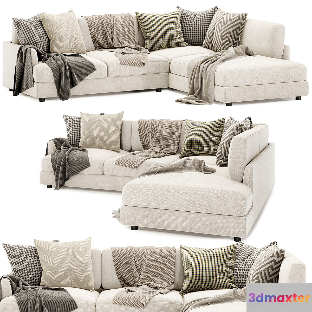 Temple Corner Chaise sofa 3D Max
