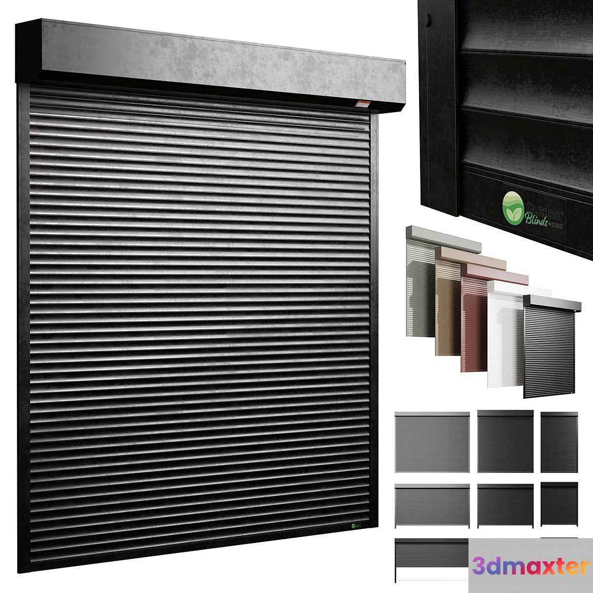 External electric Roller garage shutter - outdoor metal blinds 3D Max