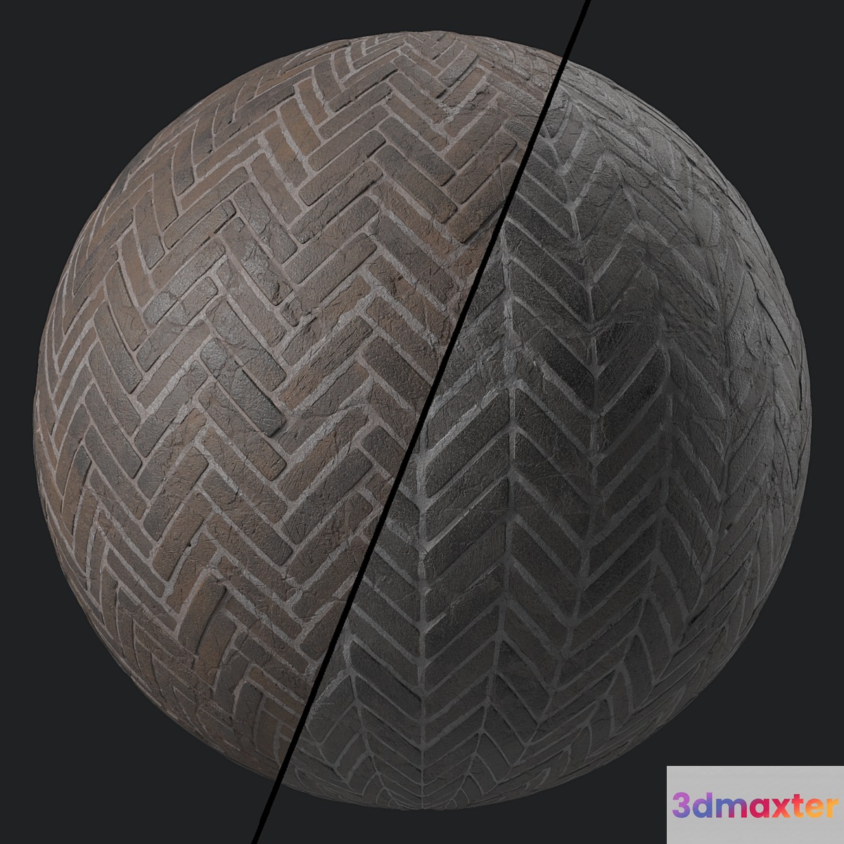 Pavement Materials 46- HerringBone Stone Paving | Sbsar Pbr 4k Seamless - No.2 3D Max