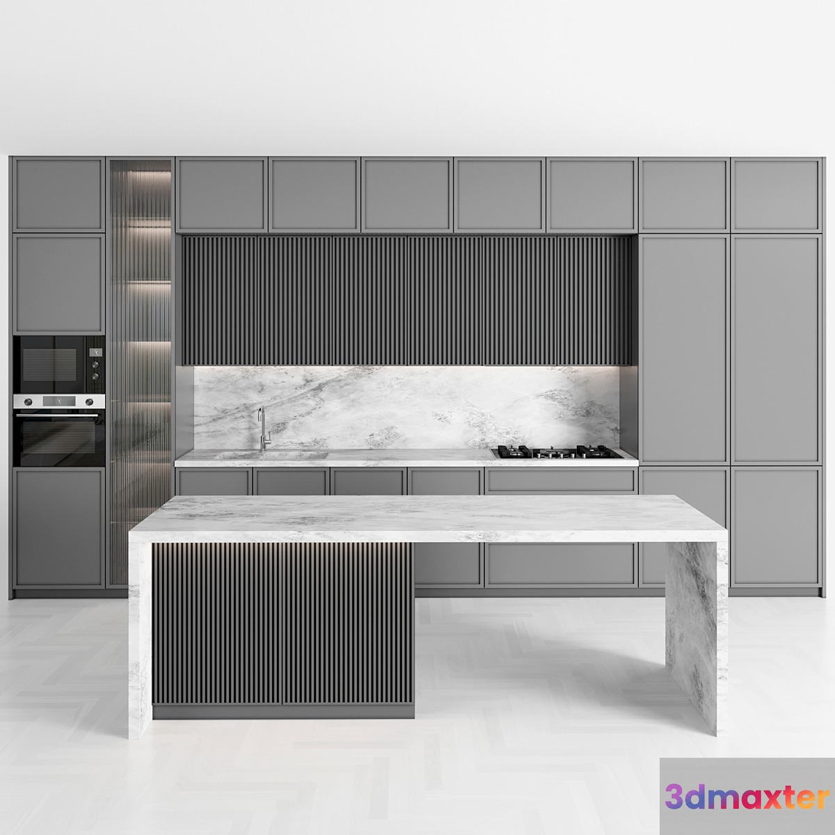 Modern kitchen with Island 3D Max
