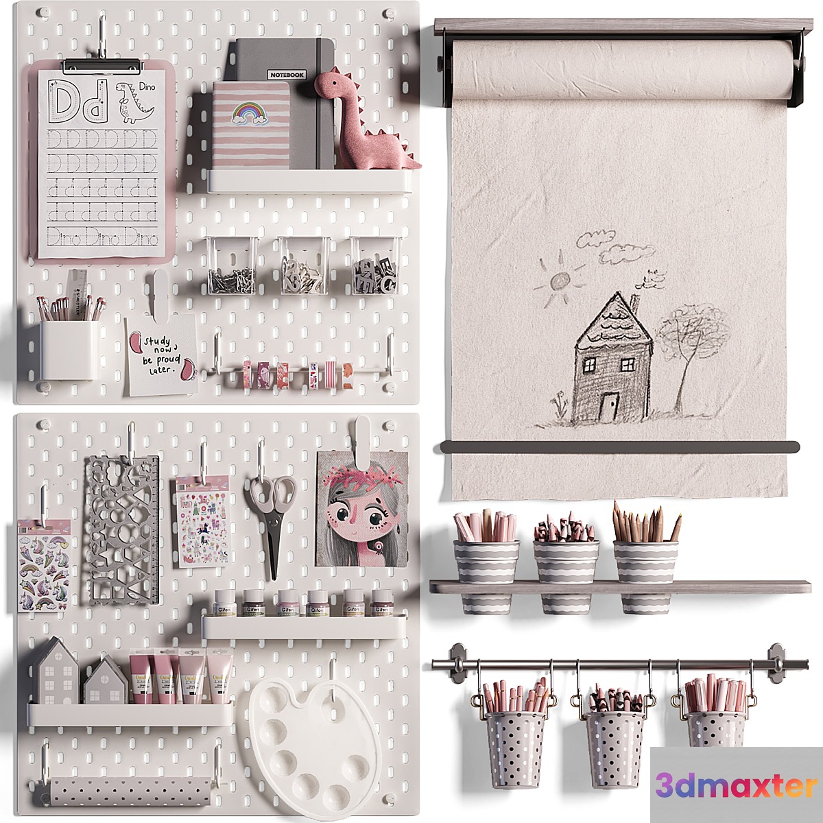 Ikea SKADIS Pegboard for Teenagers and Kids 04 3D Max