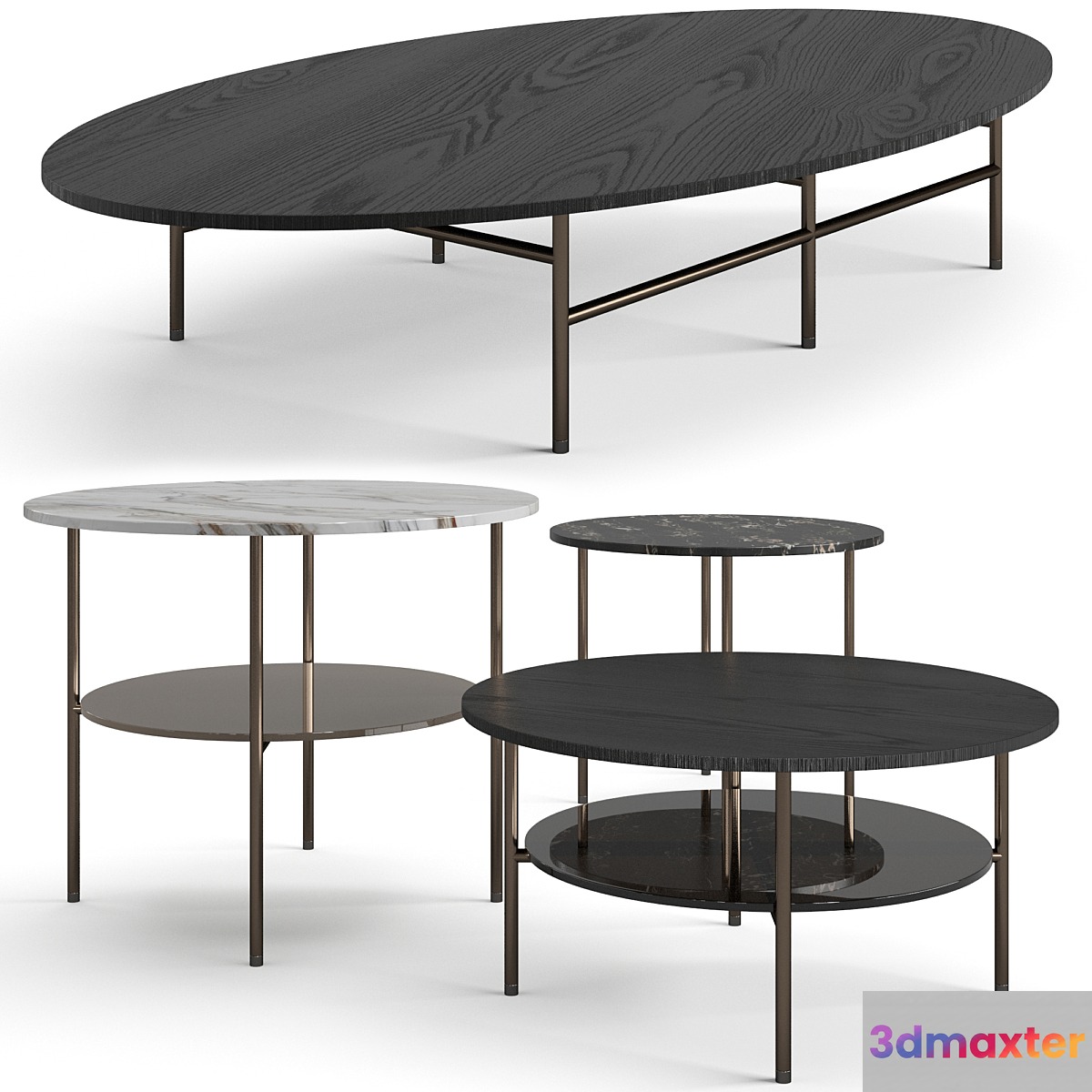 Minotti Lelong23 coffee tables set 3D Max