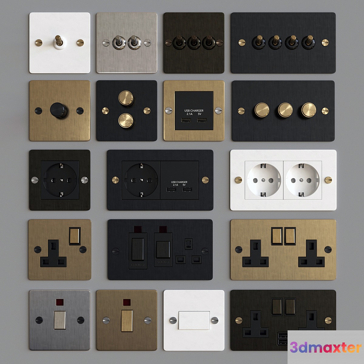 Buster & Punch switches & sockets 3D Max