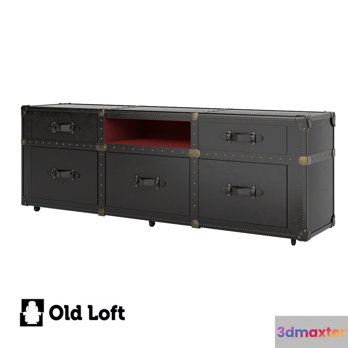 OM TV cabinet-Anthracite Velvet and Leather console 3D Max