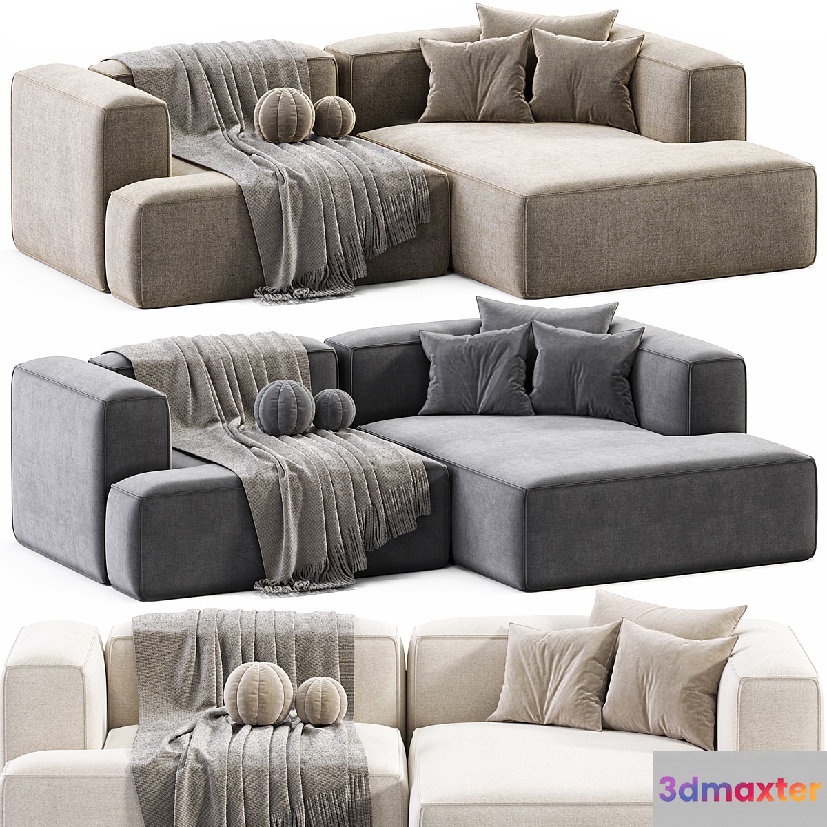 Narozna sofa modulowa ze sztruksu Lennon 3D Max