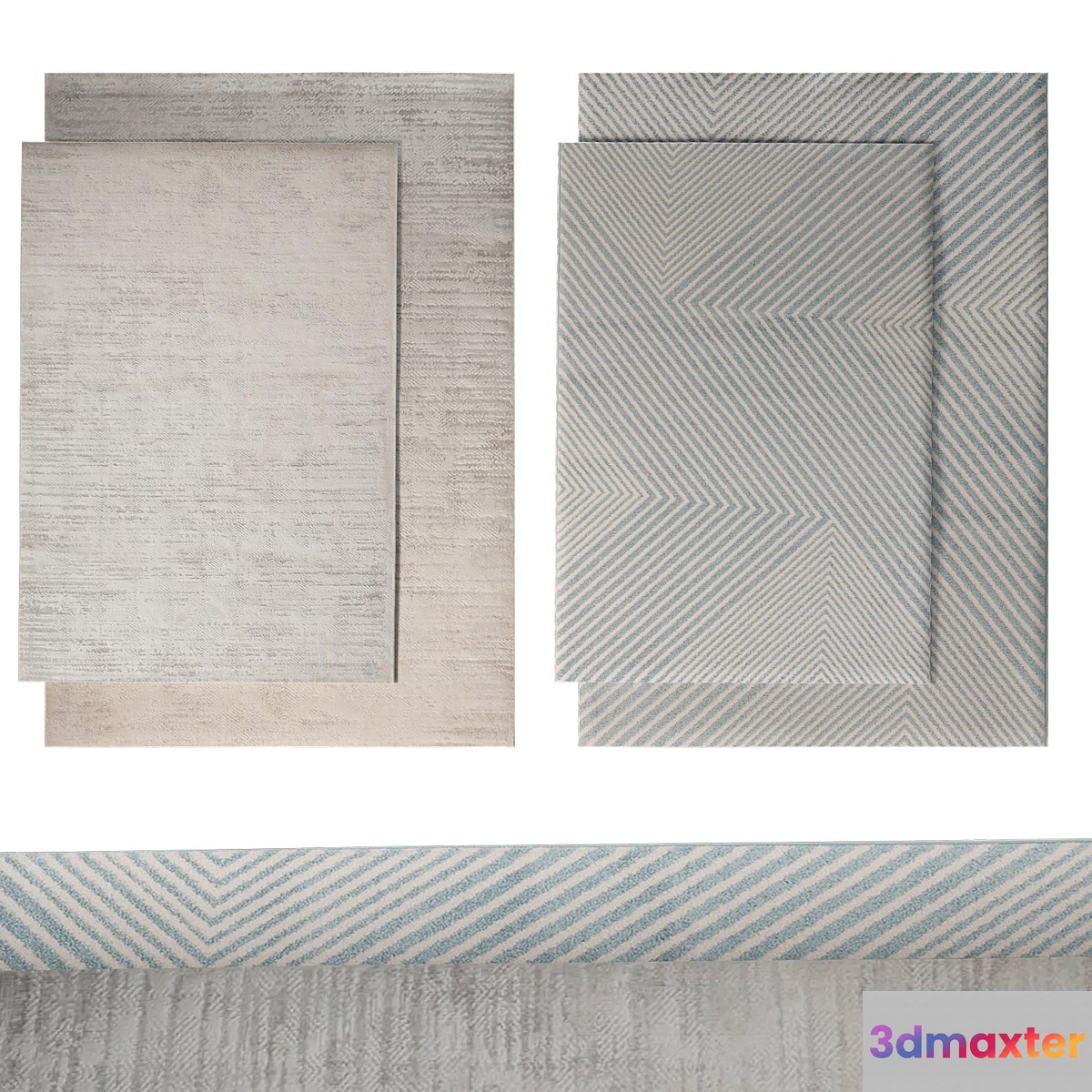 Set of 4 rugs from luxdeco Luzon and Pembroke Cross series 3D Max