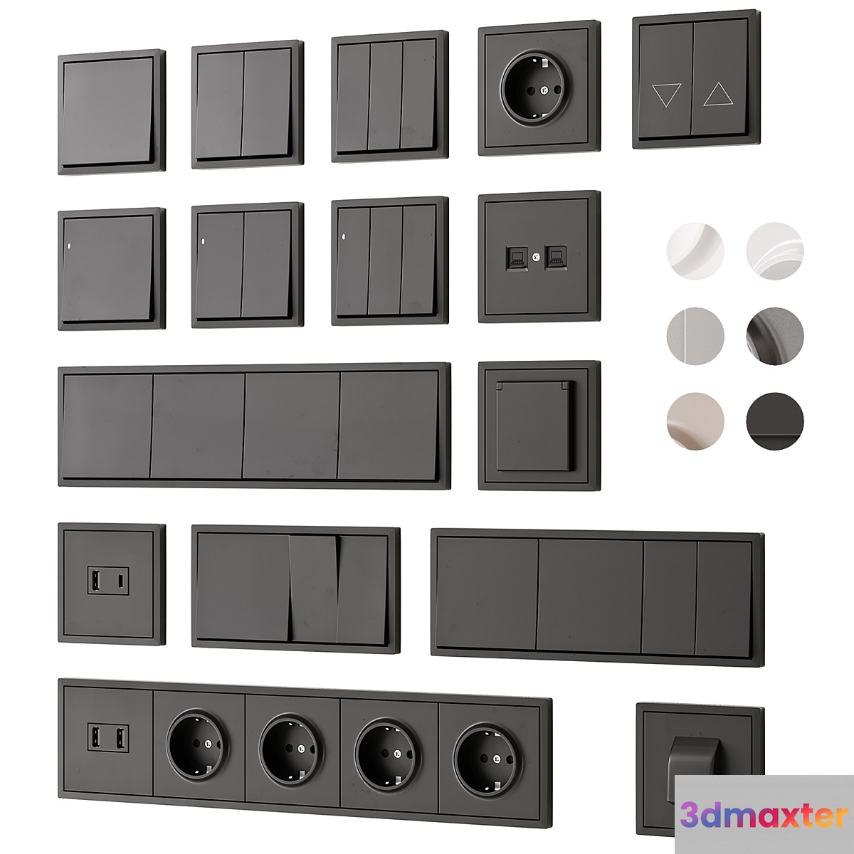 Sockets and switches Donel series R98 - No.2 3D Max
