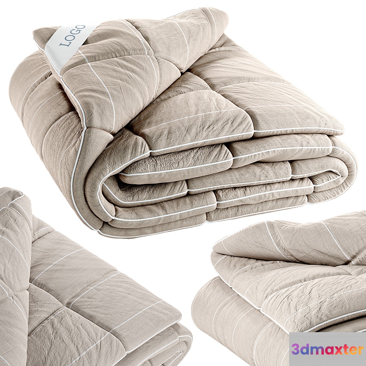Folded Duvet with Label 3D Max