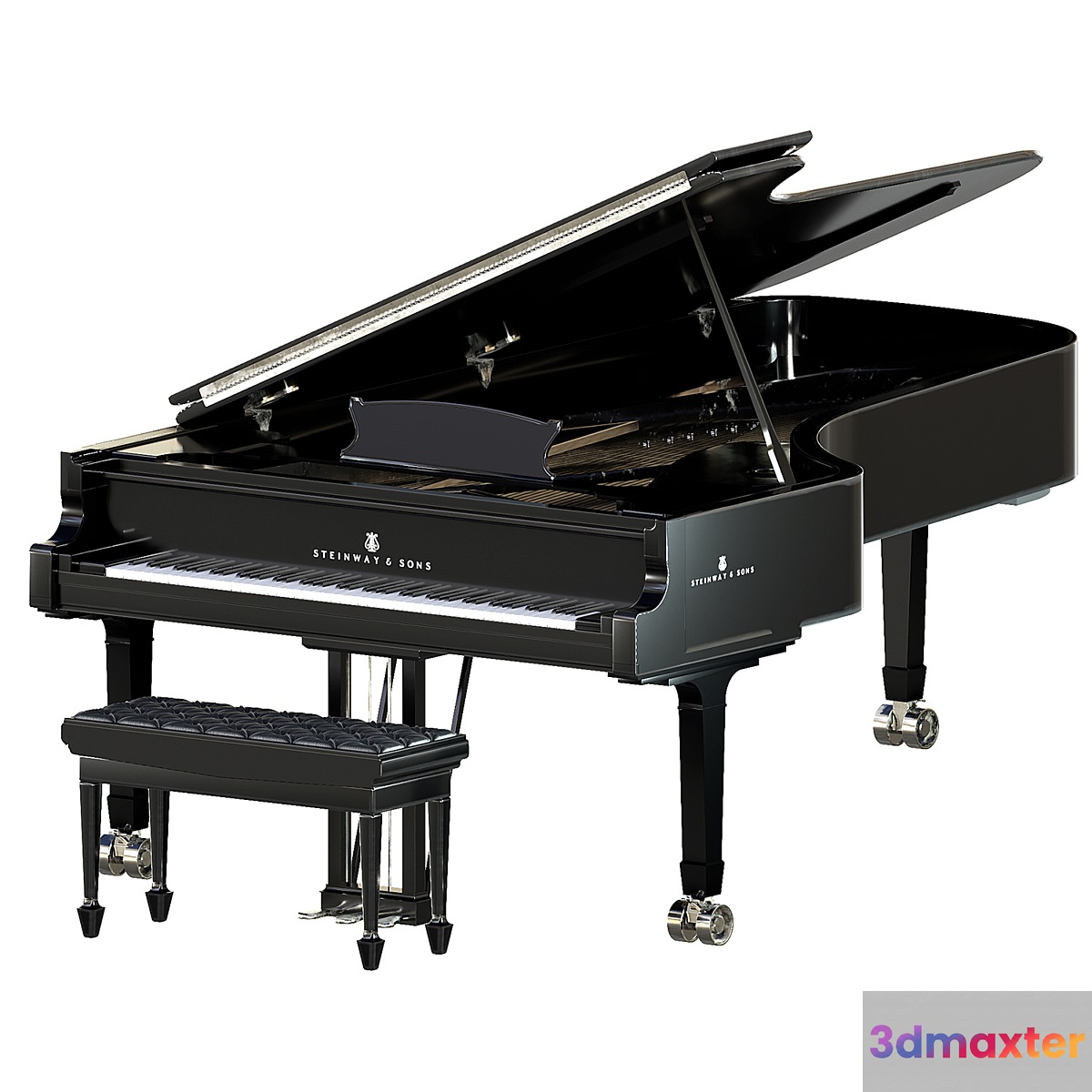 Steinway & Sons Black Piano - No.2 3D Max