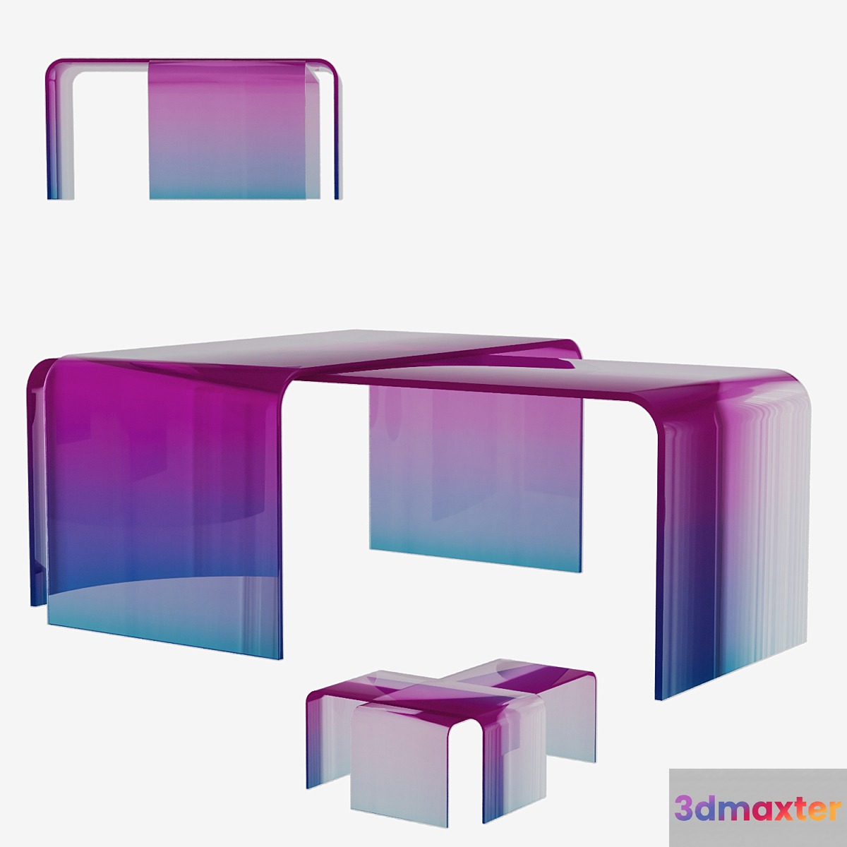 Gradient Glass Tables 3D Max