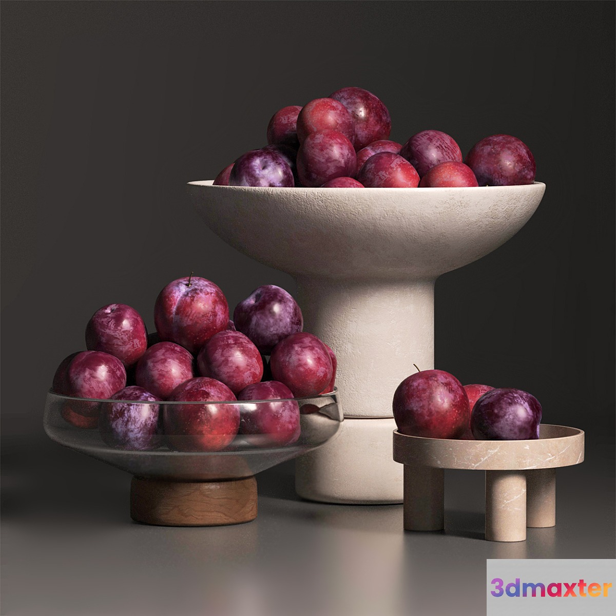 cherry plum in vases 3D Max