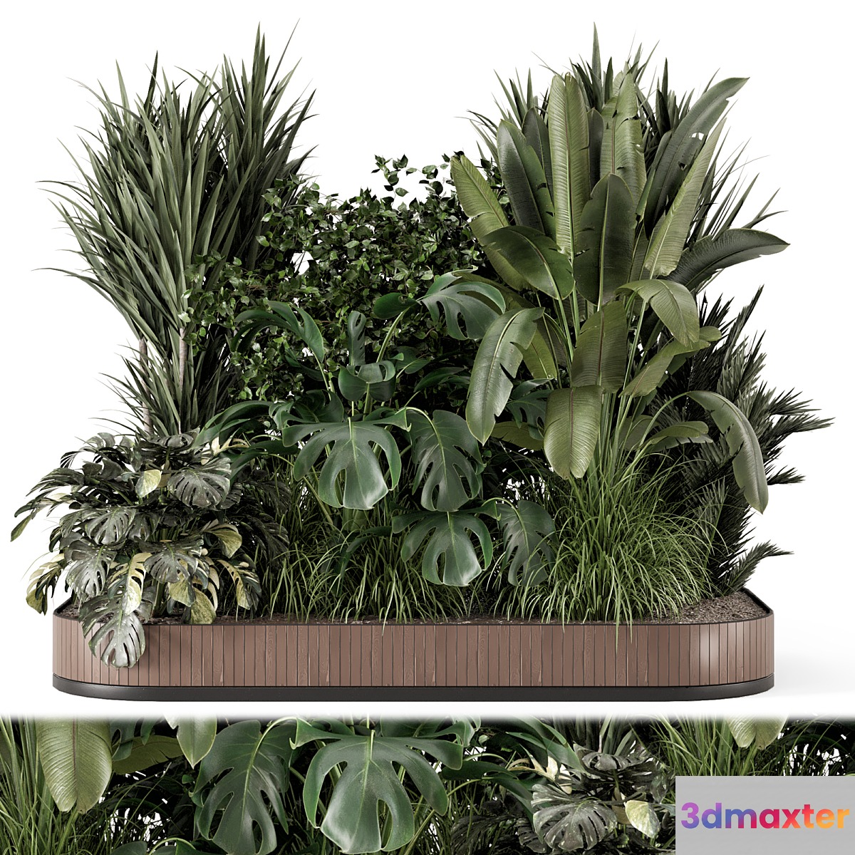 Outdoor Garden Set Bush and Tree - Garden Set 1697 3D Max