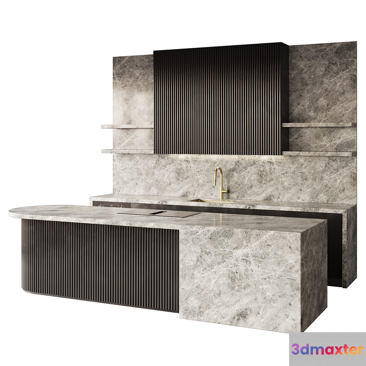Modern style kitchen with island Kitchen 09 3D Max