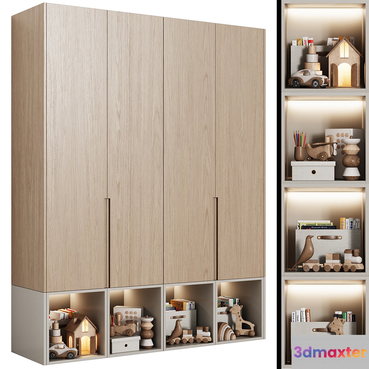 Modular children's wardrobe in a modern style 07 3D Max