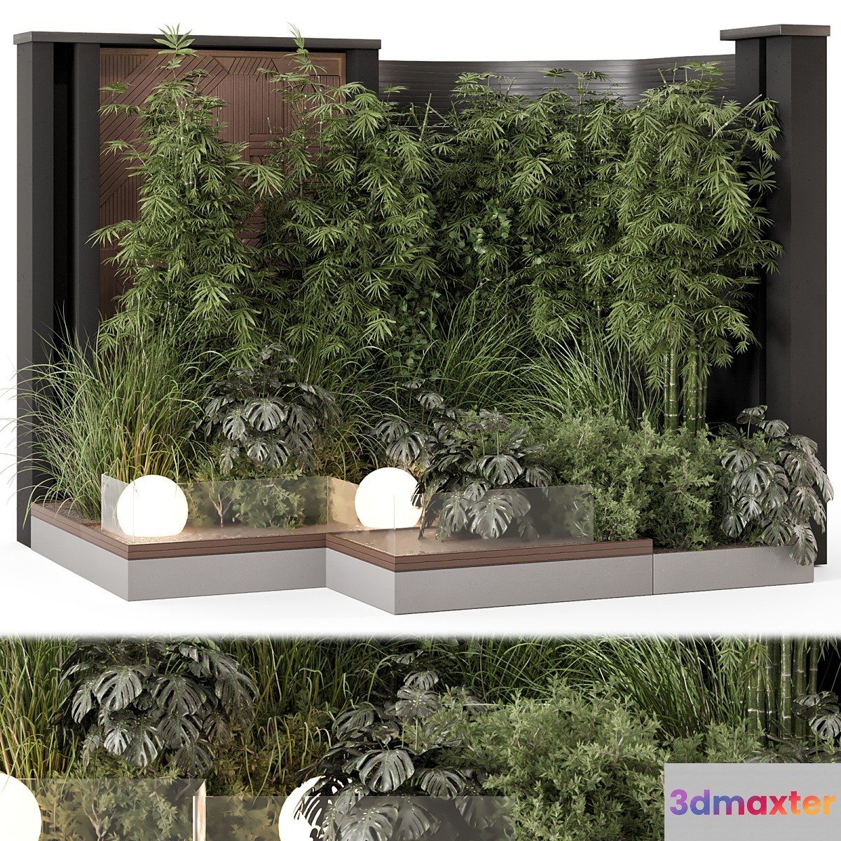 Backyard and Landscape Set Bush and Tree - Set 1706 3D Max