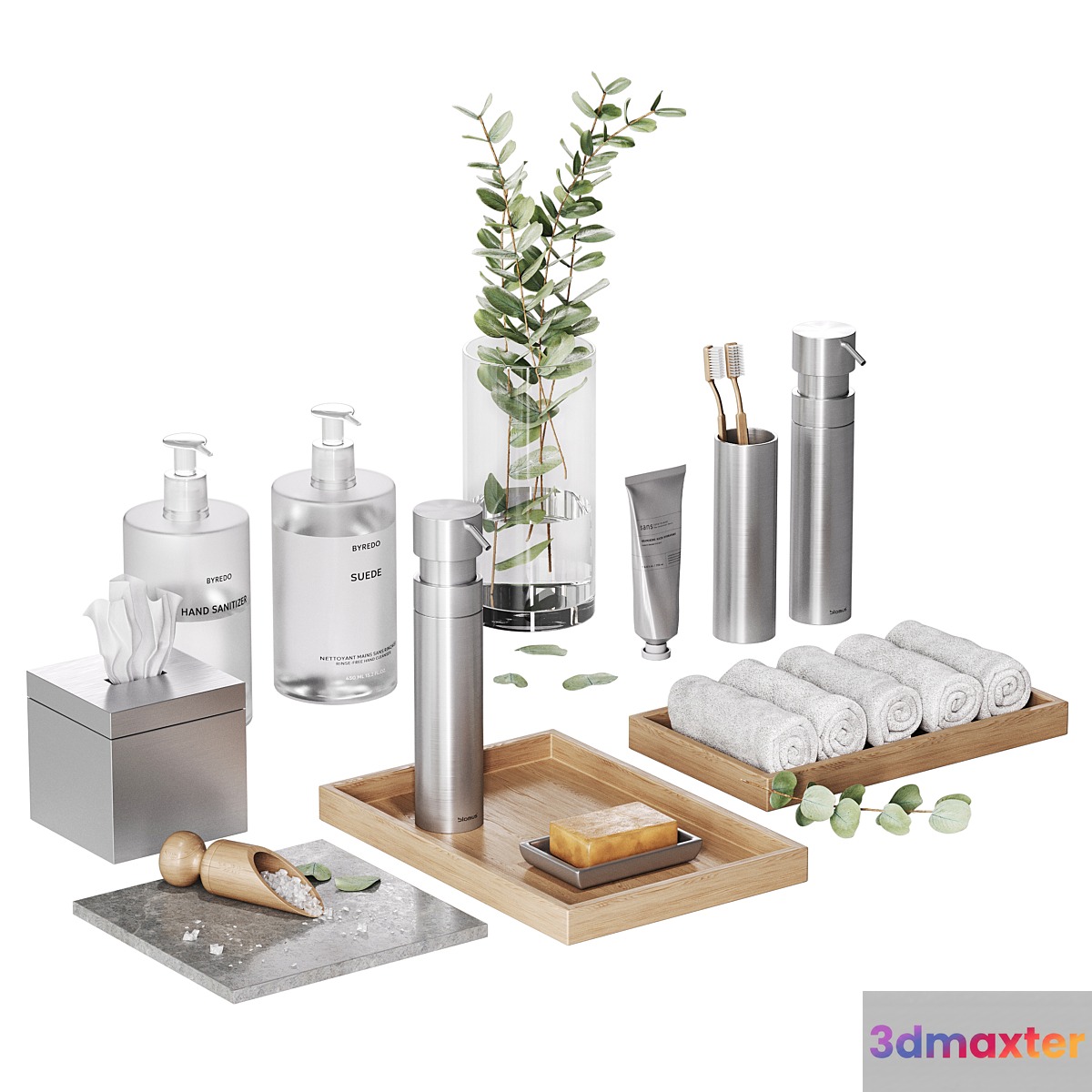 Minimalist bathroom accessories 3D Max