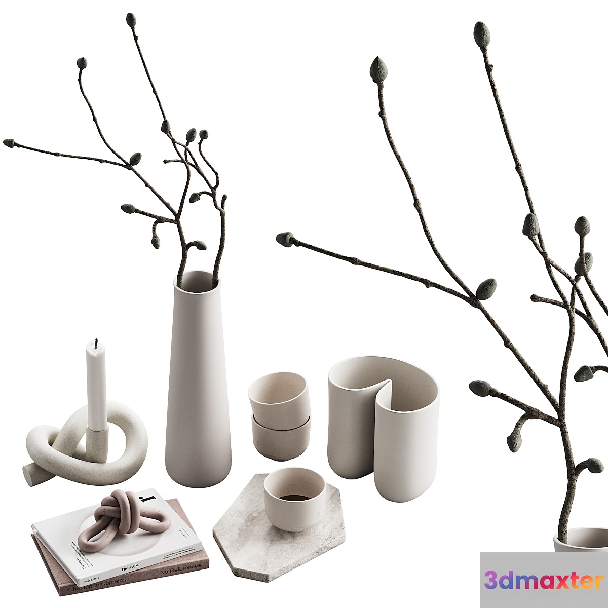 426 decorative set 043 neutral scandi accessories 02 branch & knot 3D Max