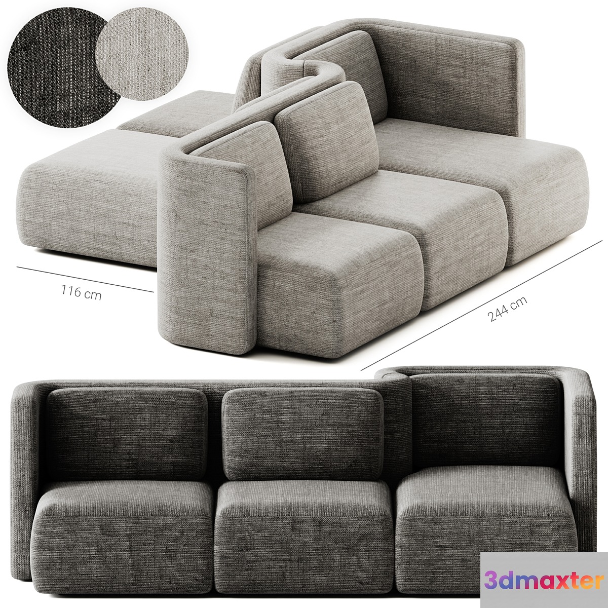 GALA Modular fabric sofa Composition 3 by Saba Italia 3D Max