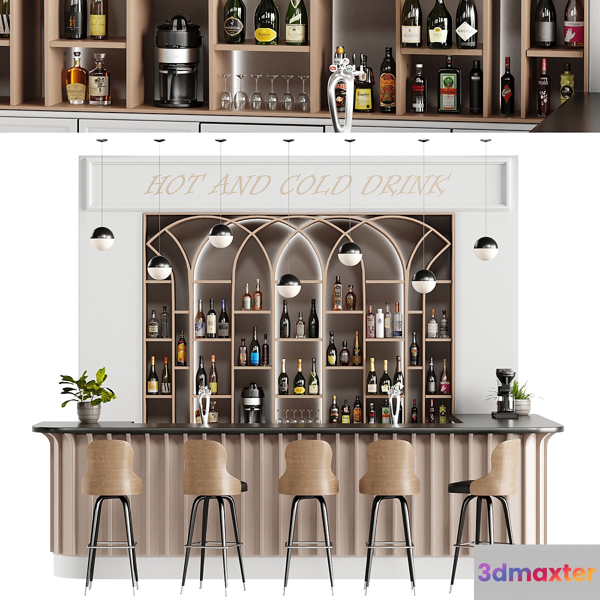 Bar 19 Hotel bar 3D Max