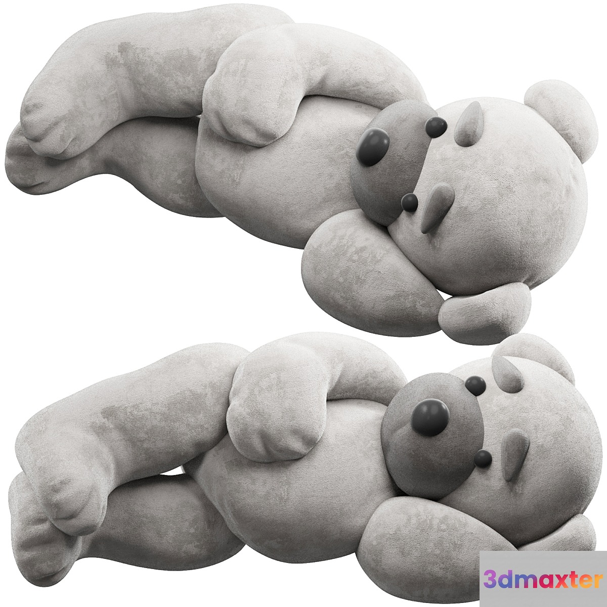 soft toy bear lies on its side 3D Max
