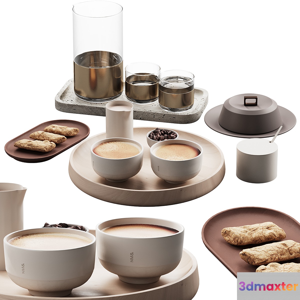 432 eat and drinks decor set 10 coffee & water carafe kit serving 01 3D Max