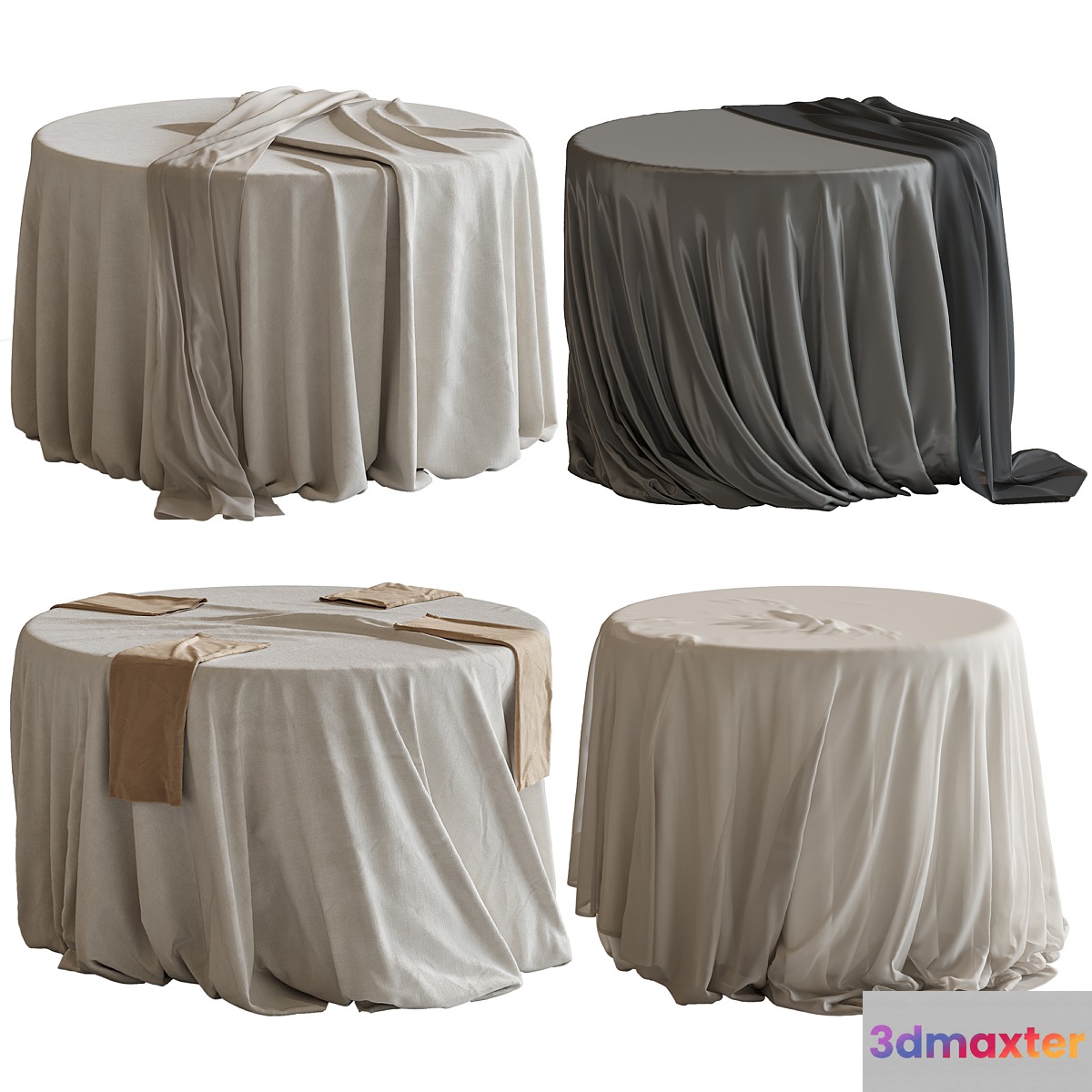 Tablecloth on a round table 77 3D Max