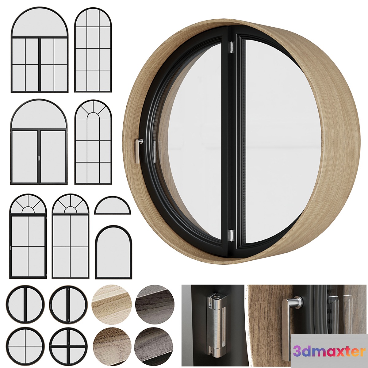 A set of round and circle and arched windows 01 3D Max