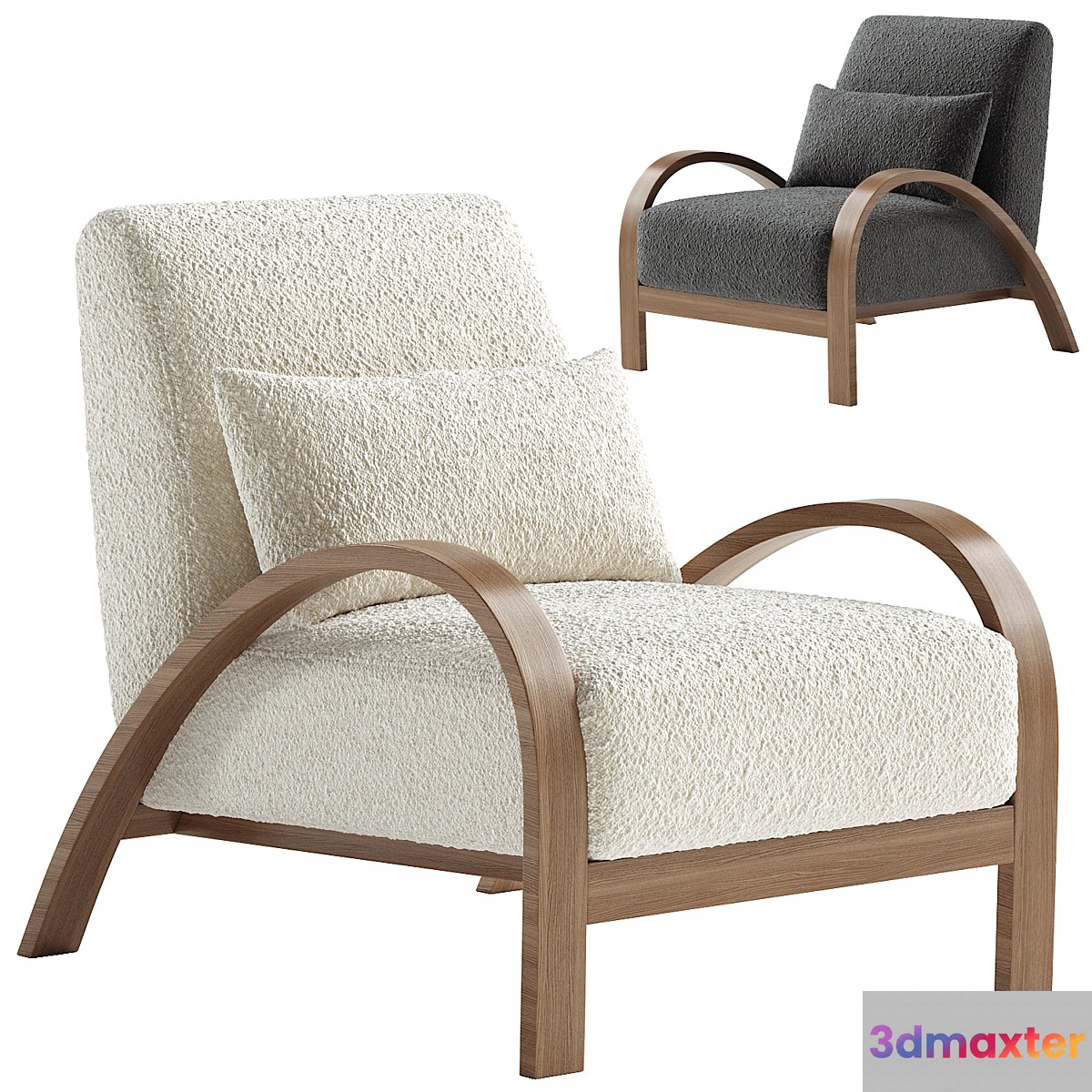 Boucle Bentwood Armchair 3D Max