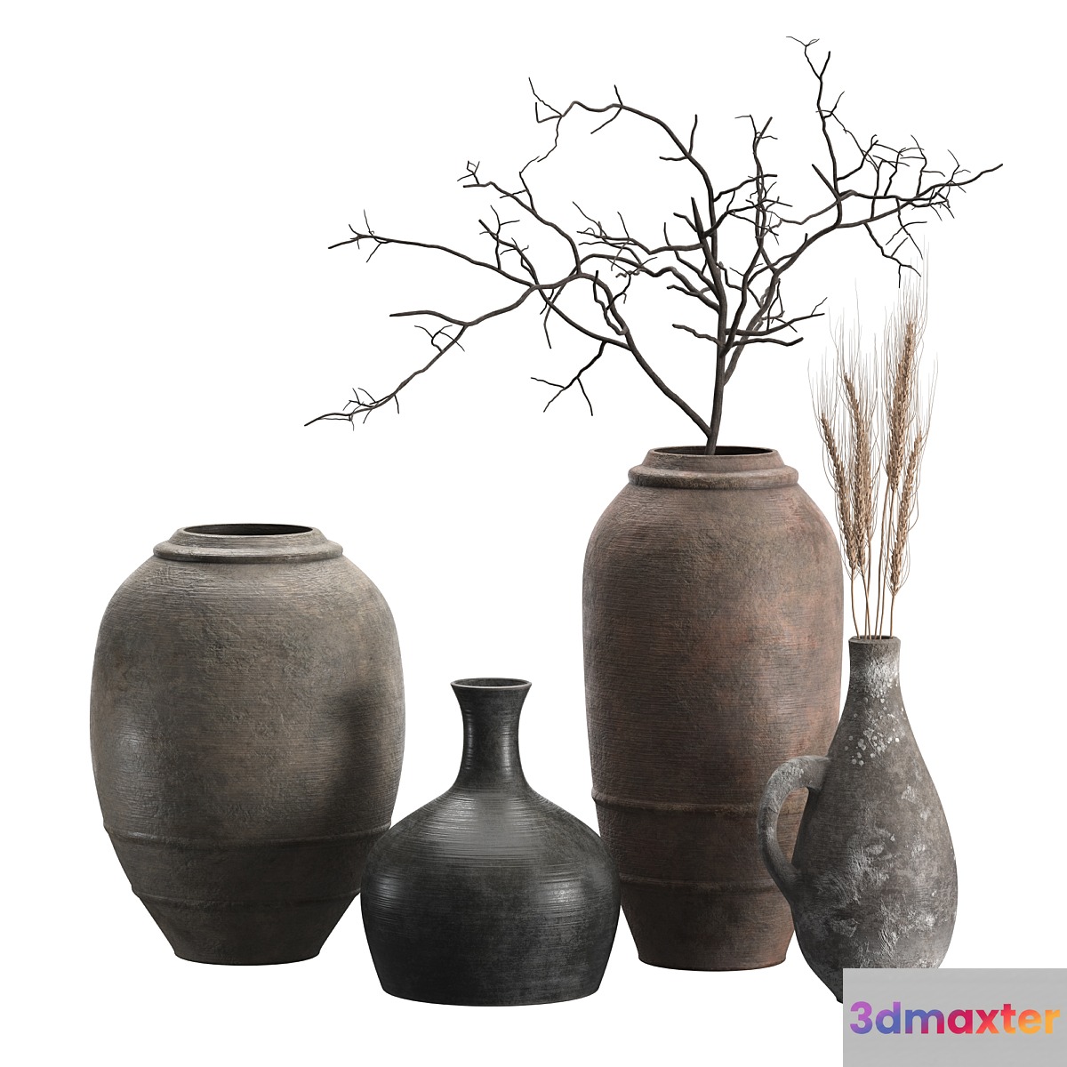 Artisan Rustic Vases set 2 3D Max