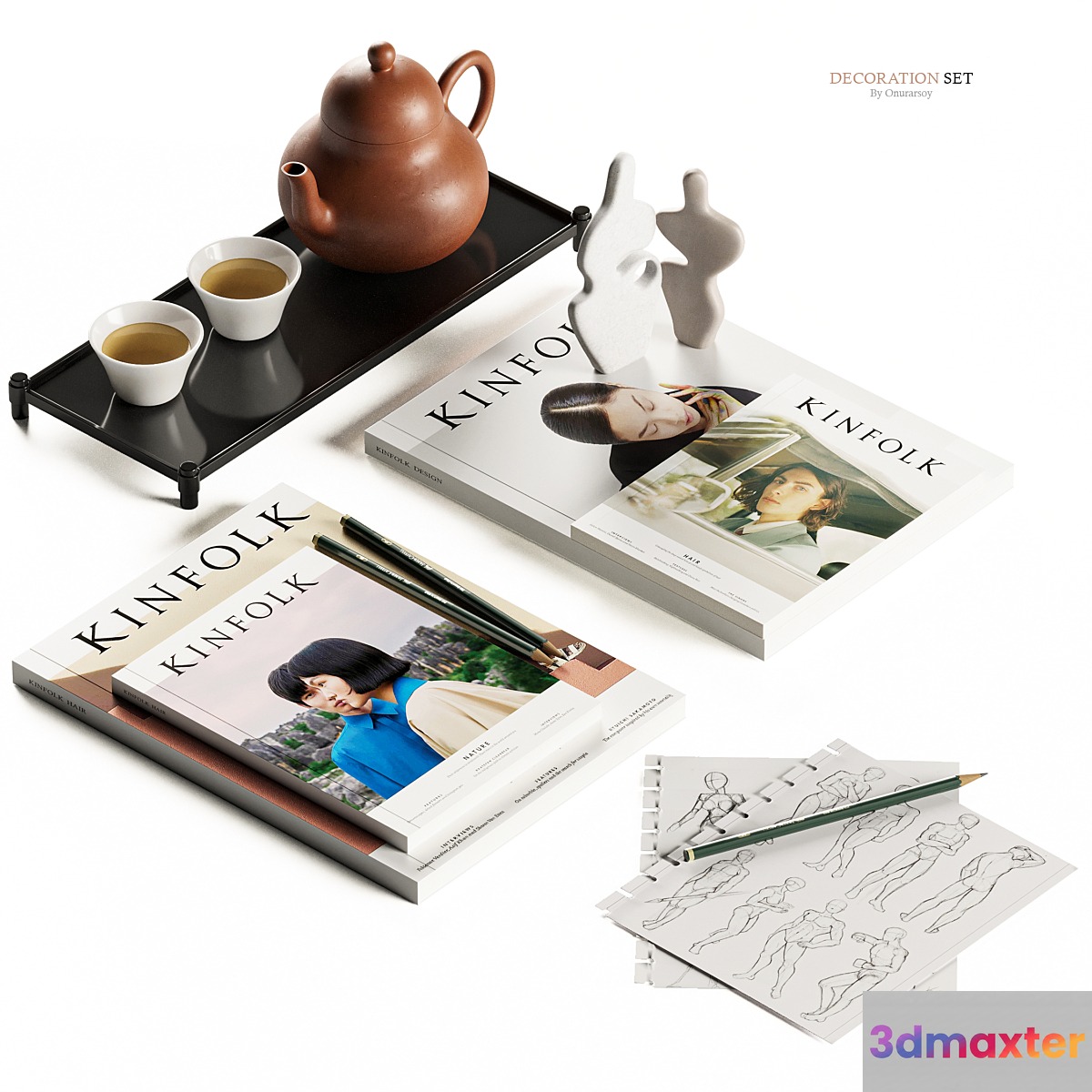 Decorative Set with Tea and Magazines 3D Max