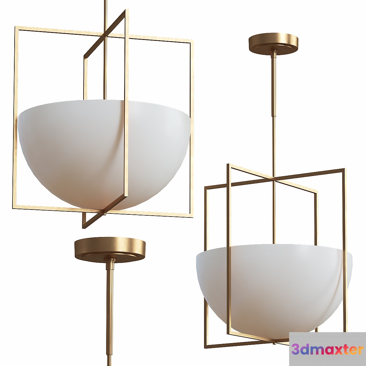 Royce 2 Light 18 inch Antique Brass Pendant Ceiling Light 3D Max