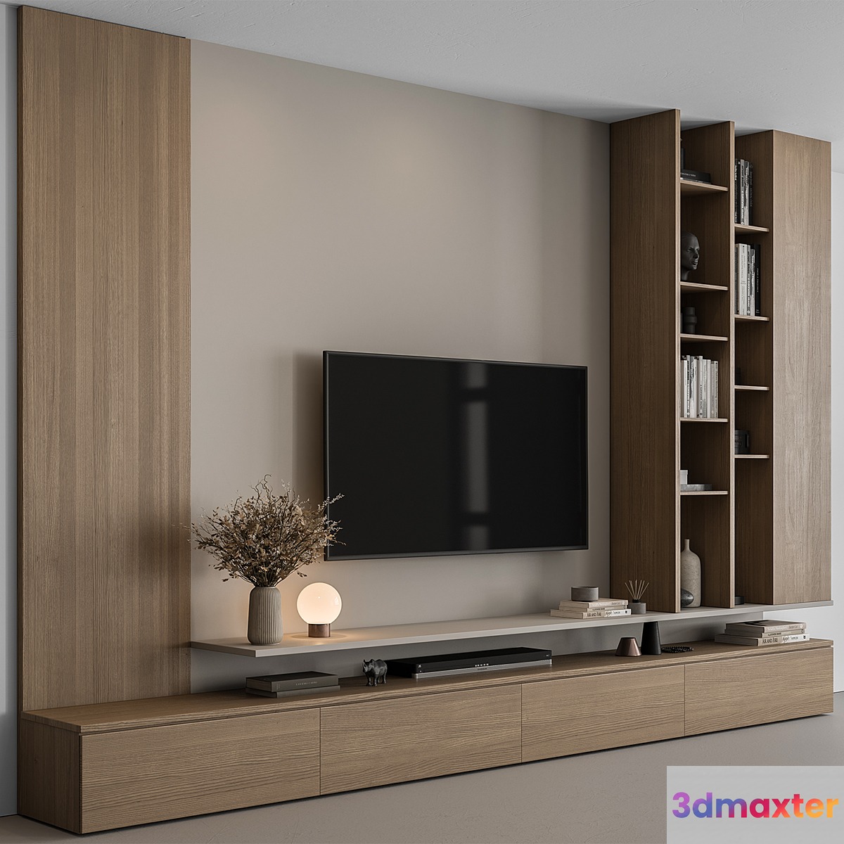 TV Wall Wooden - Set 107 3D Max