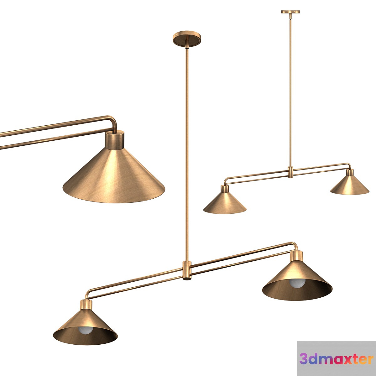 Andre Brass 2-Light Pendant 3D Max