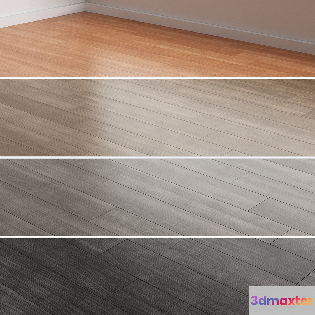 Oak Flooring 4 colors 5 installation styles 09 3D Max