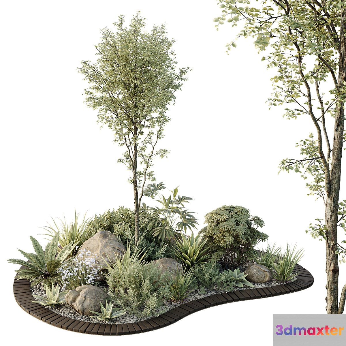 HQ Tree and bush garden box outdoor VOL 08 3D Max