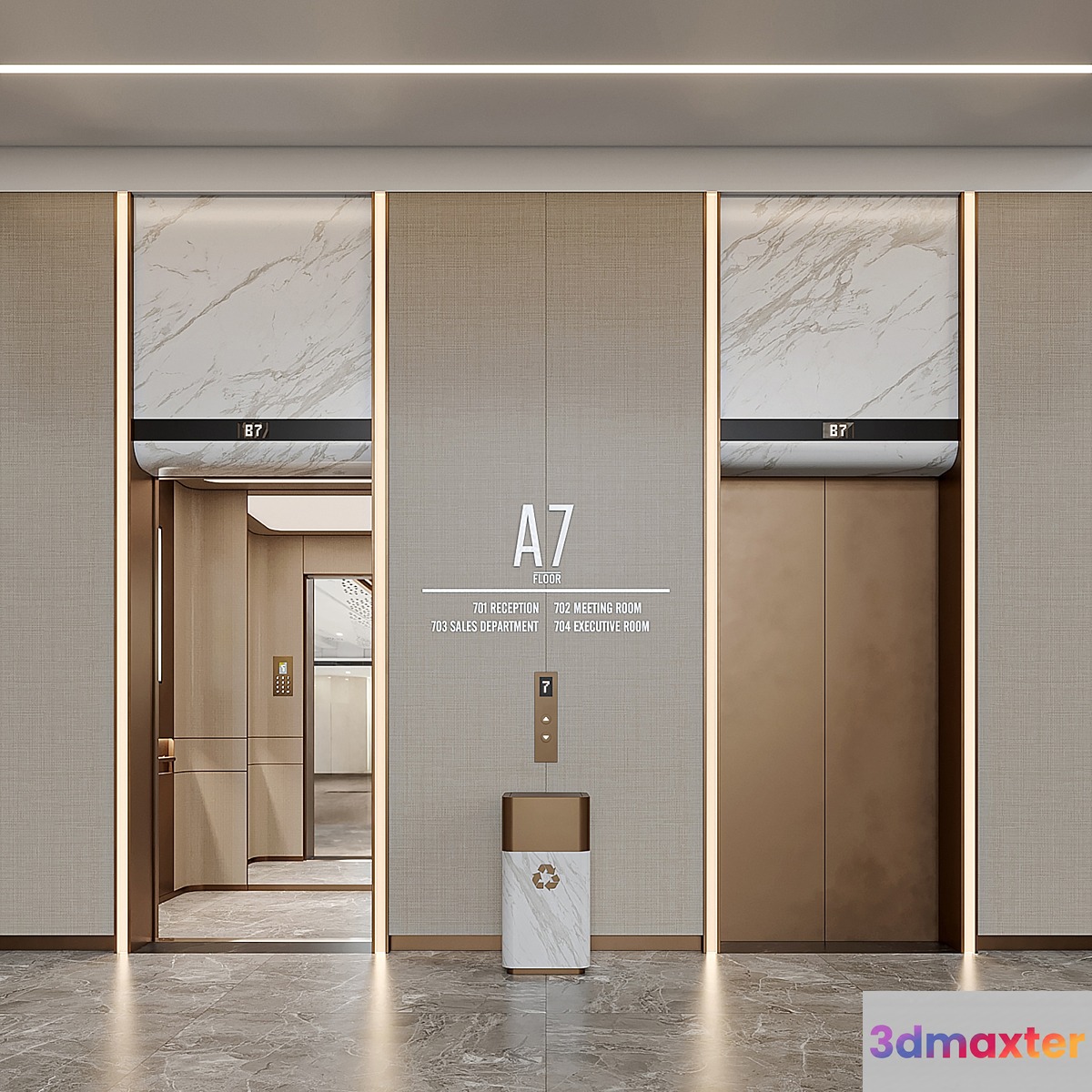 Elevator Lobby Design 03 3D Max