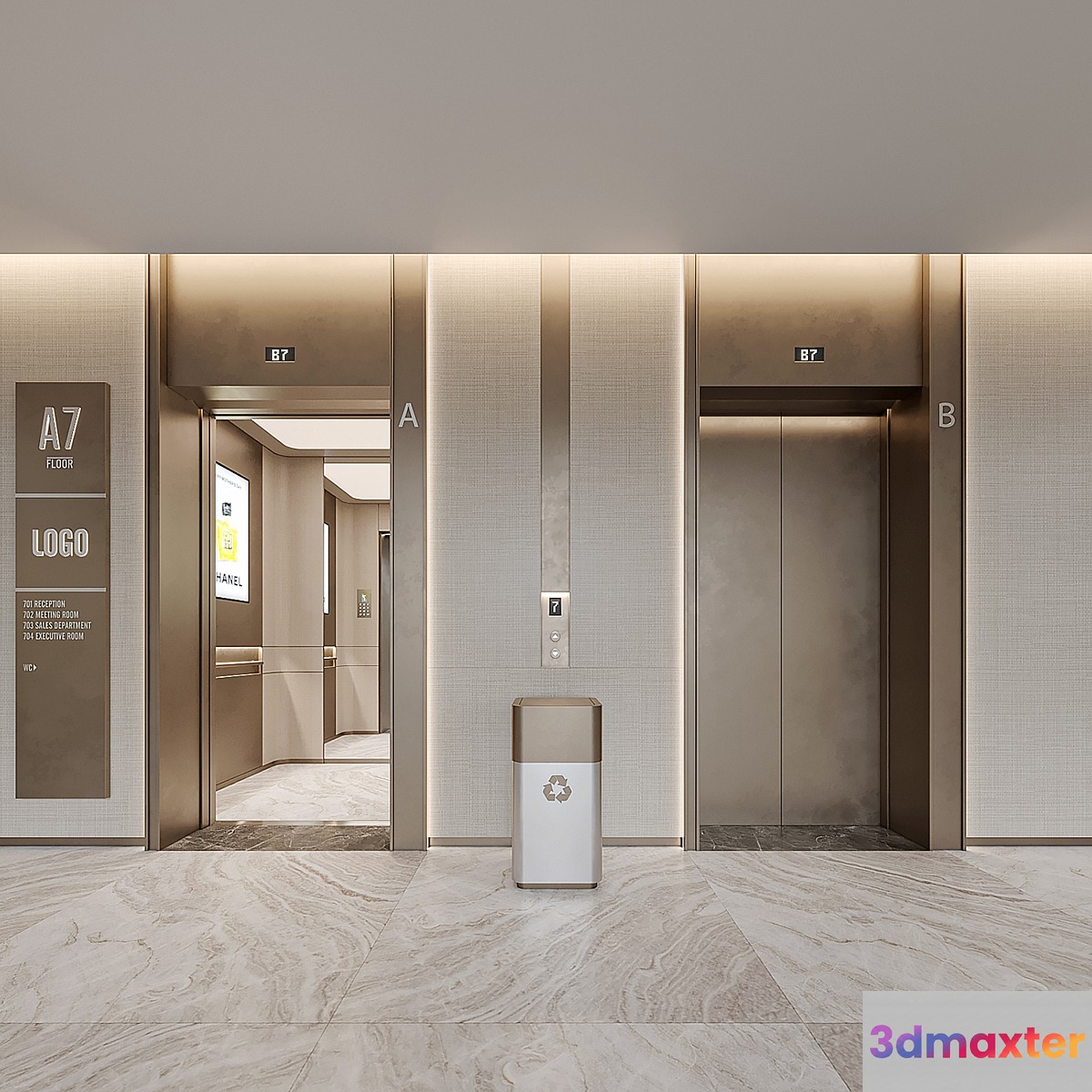 Elevator Lobby Design 04 3D Max