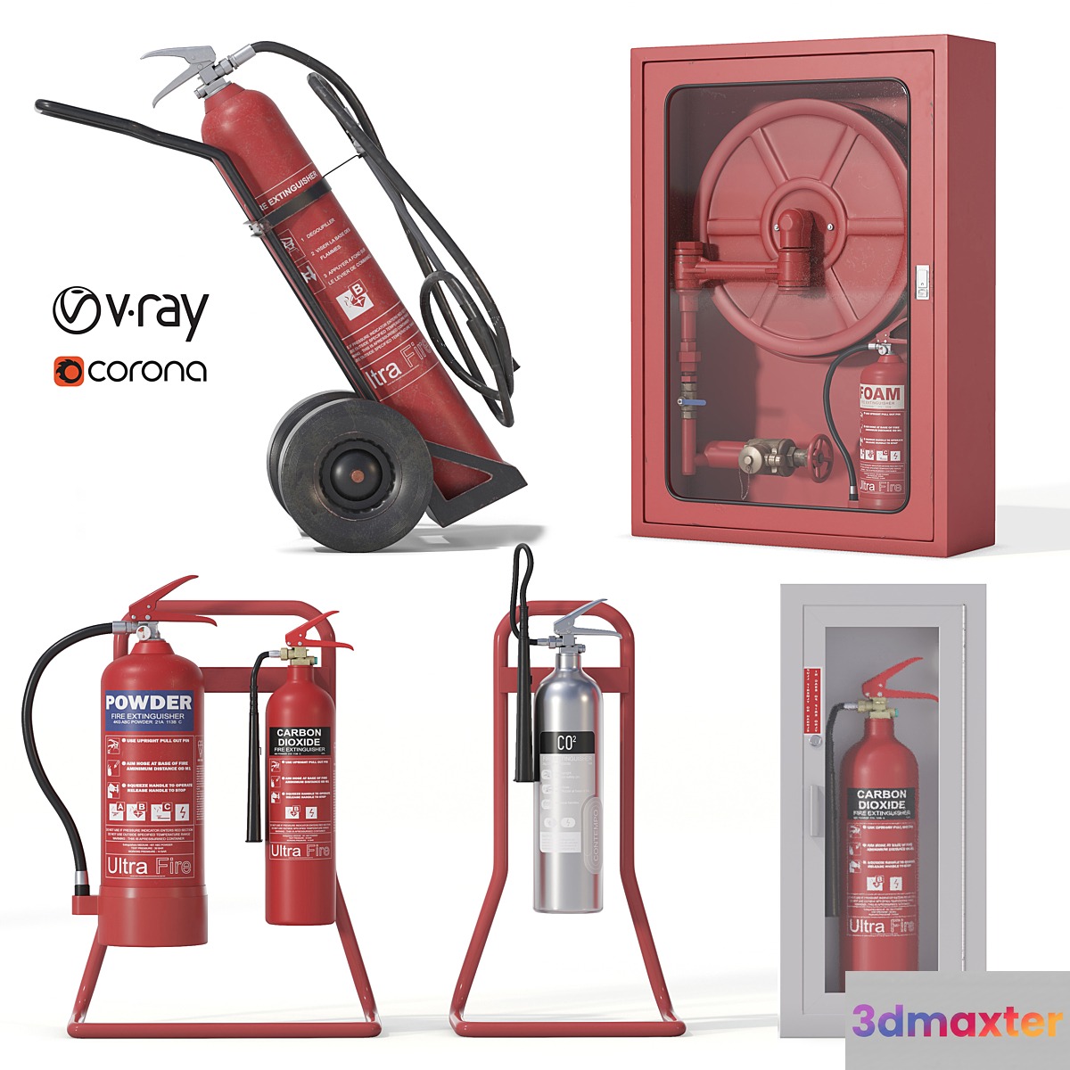 Fire Extinguishers Set 3D Max