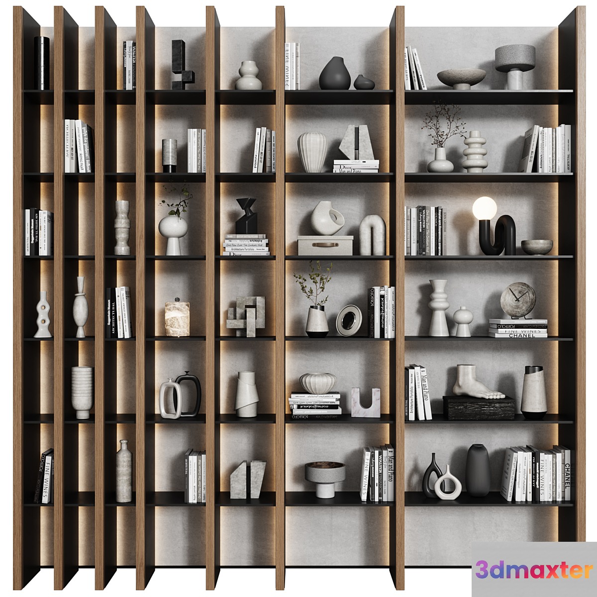 Bookcase in modern minimalist style 04 - No.2 3D Max