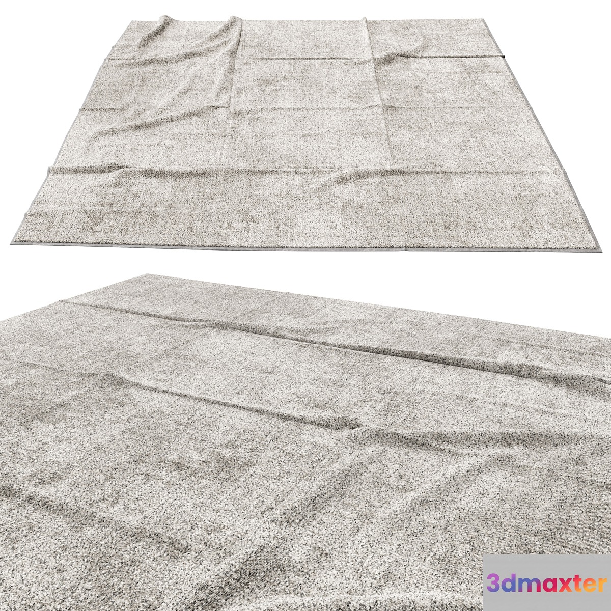 Square rug with folds 2 3D Max