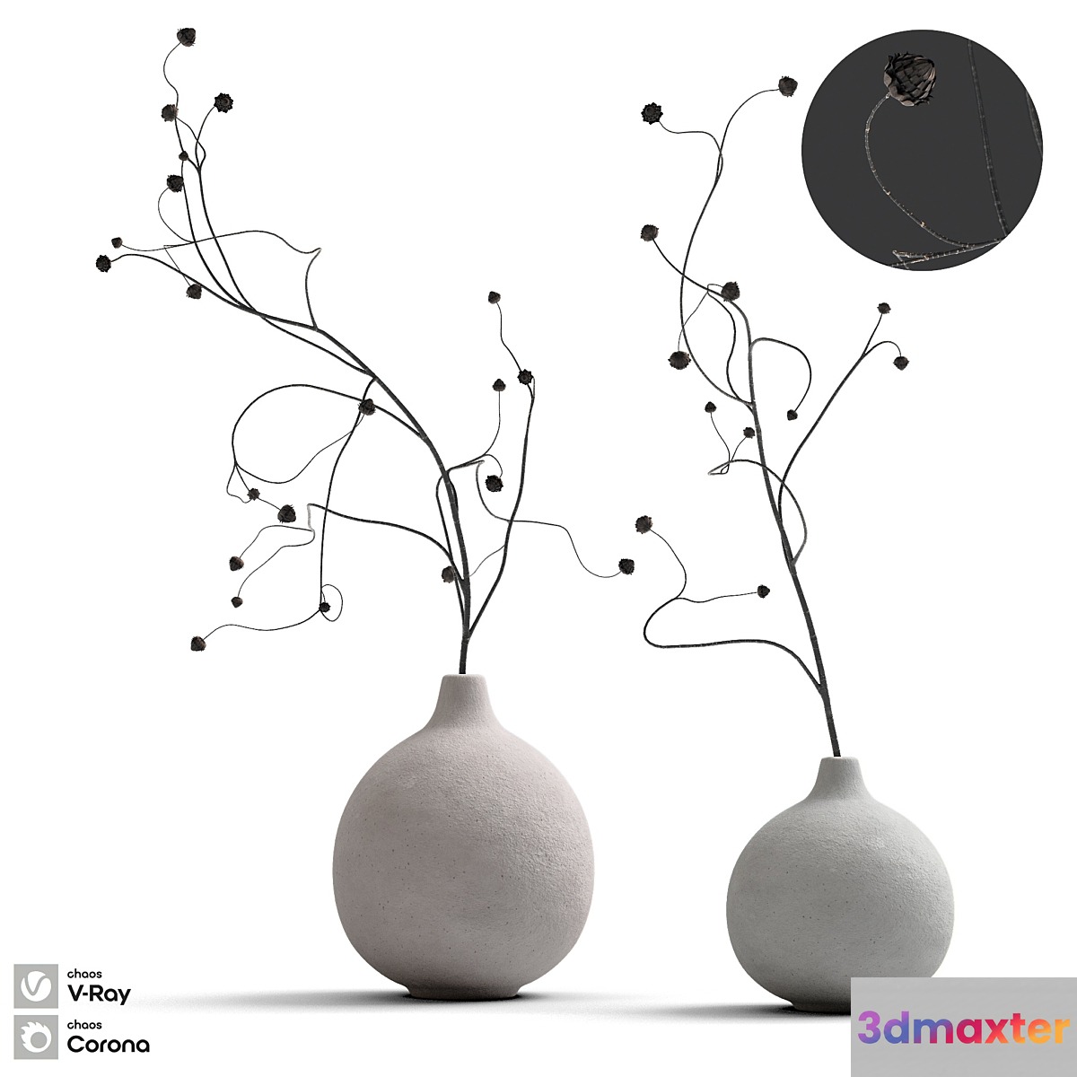 Decorative set 4 Branches 3D Max