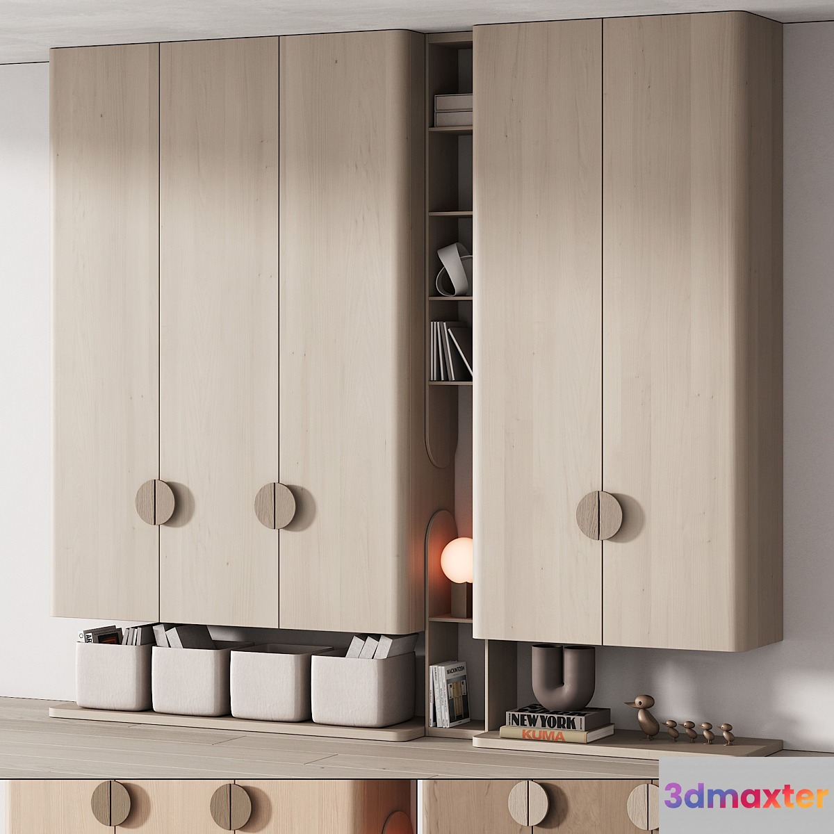 440 furniture for children 04 cupboard with toys and decor in 3 colors 3D Max