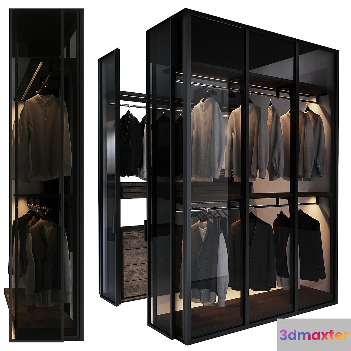 Walk in corner wardrobe 3D Max