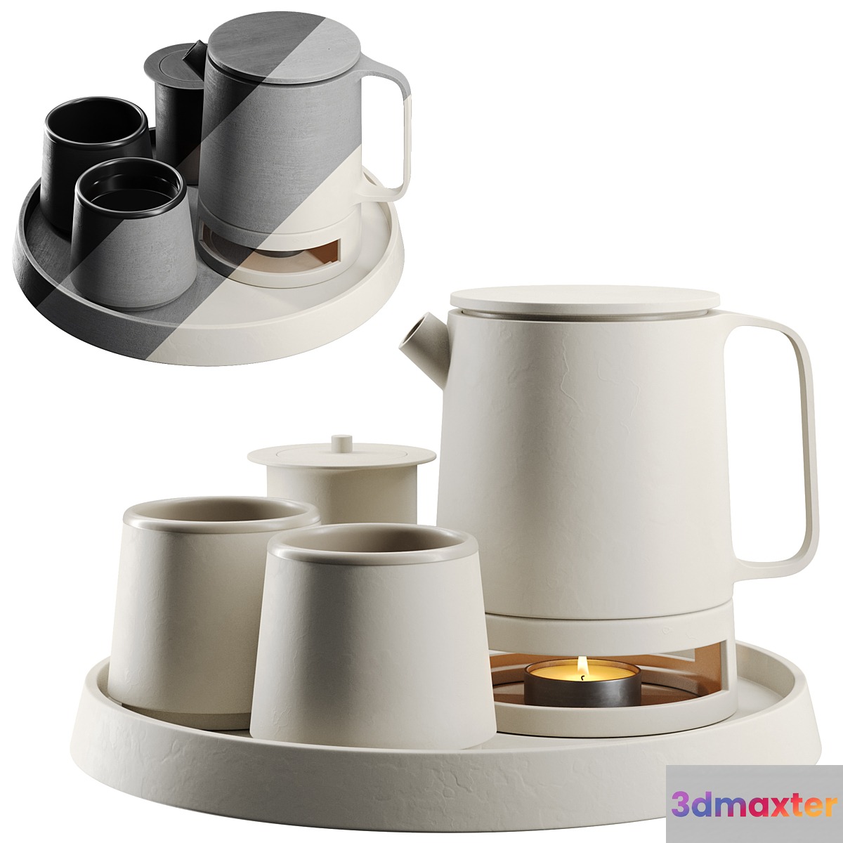 Decorative tea set for coffee table 10 3D Max