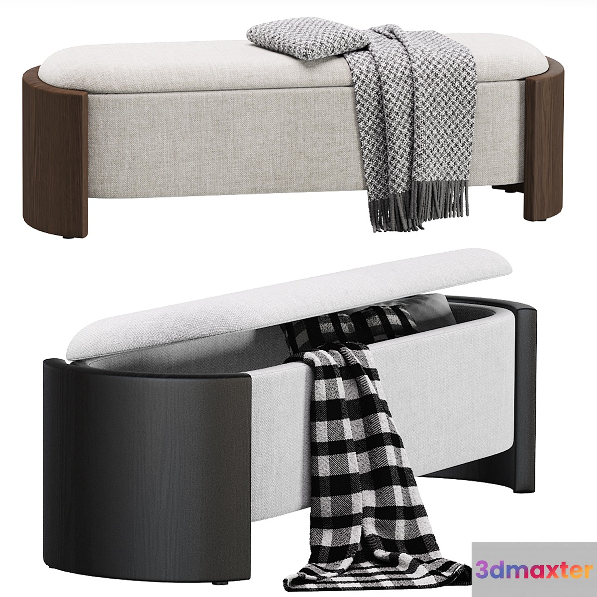 Whitney Storage Bench by West Elm 3D Max