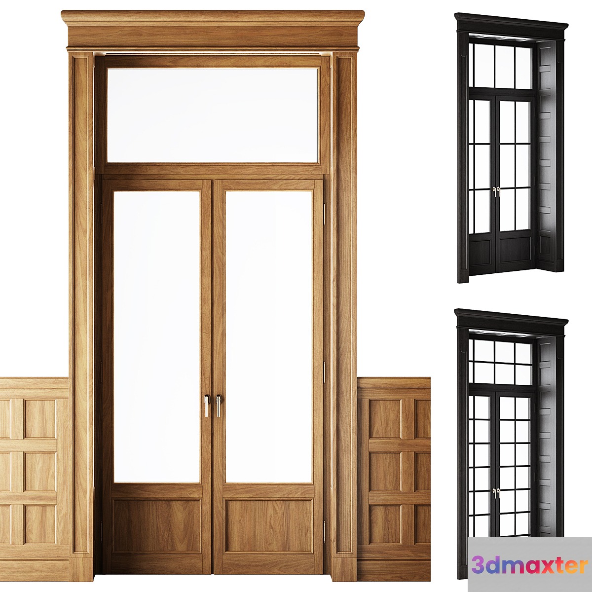 Classical Wooden Window_Door 3D Max