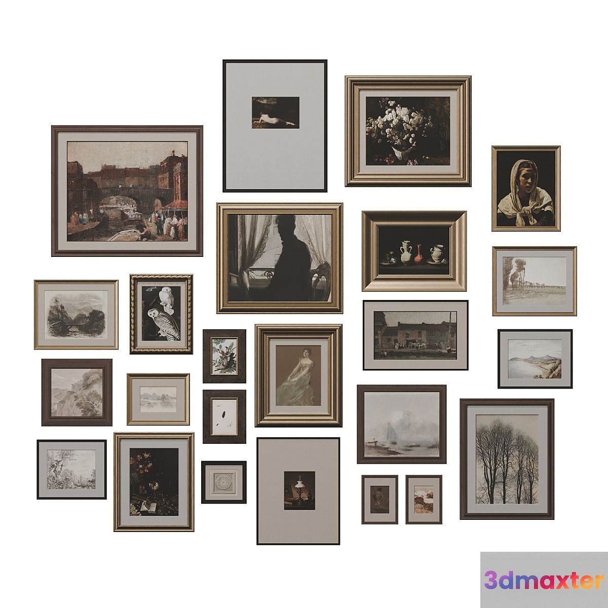 Set of classic paintings 30 3D Max
