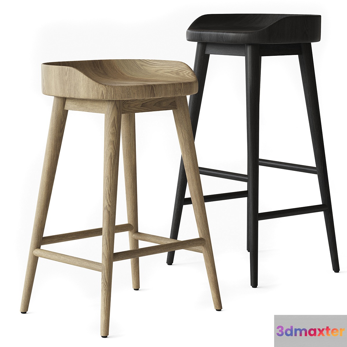 RH 1950S DANISH BAR & COUNTER STOOL 3D Max