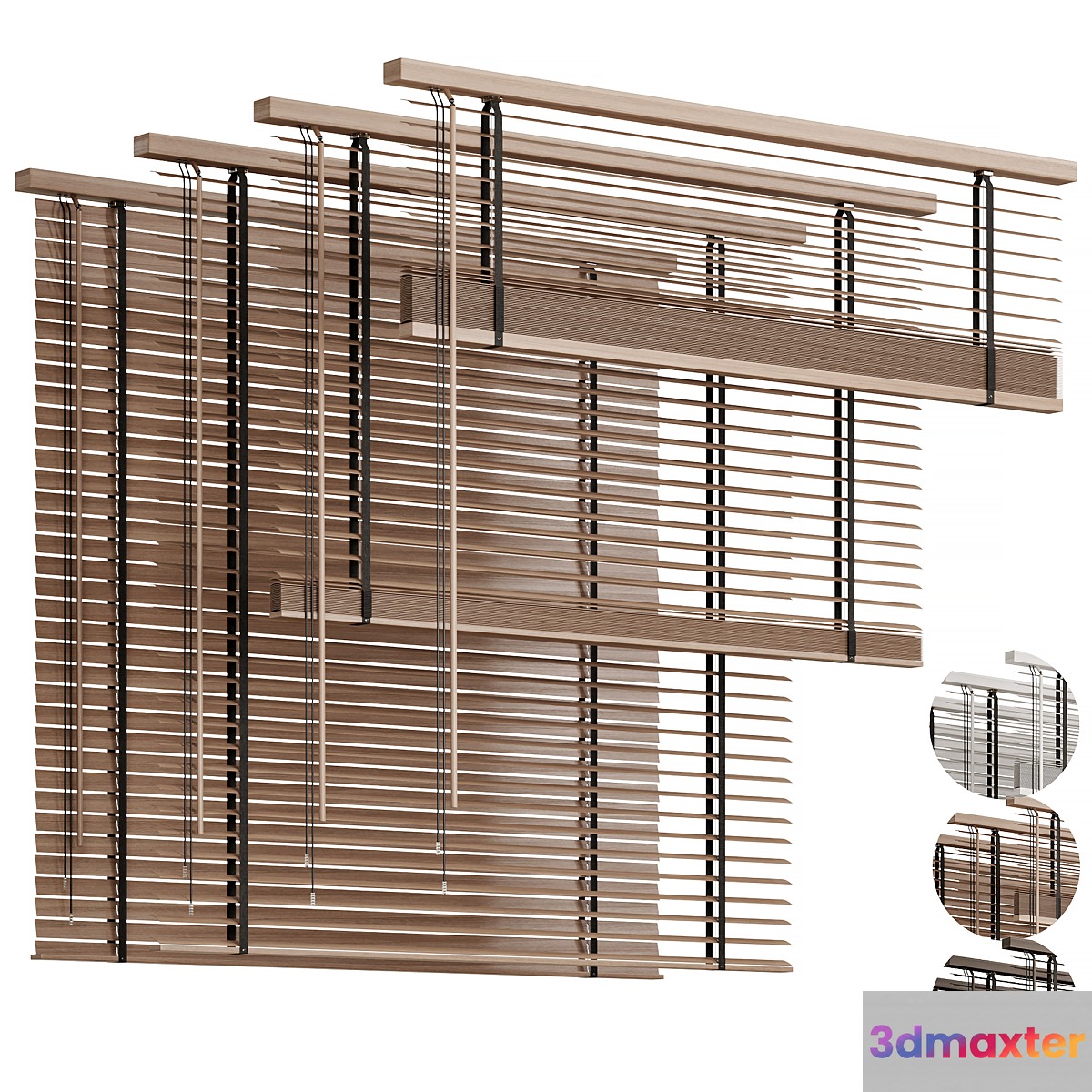 Wooden blinds 04 Folding wooden blinds 3D Max