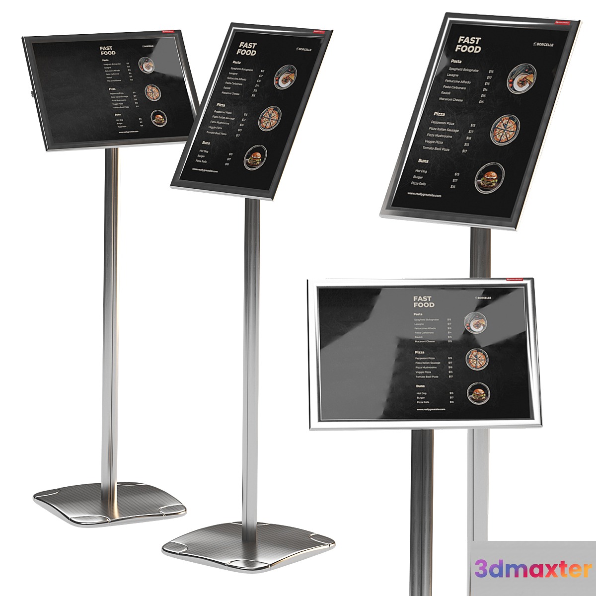Floor information stand A3 BRAUBERG Extra with restaurant menu 3D Max